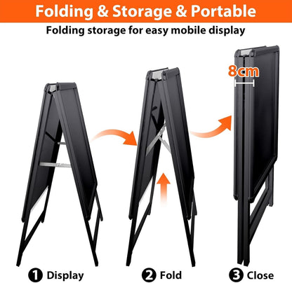 A2 A-Board Pavement Sign Black Double Sided Aluminium Poster Display Stand