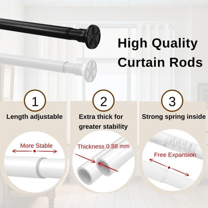 Shower Curtain Pole Tension Rod White 85-271cm 32mm No Drill Extendable Rail