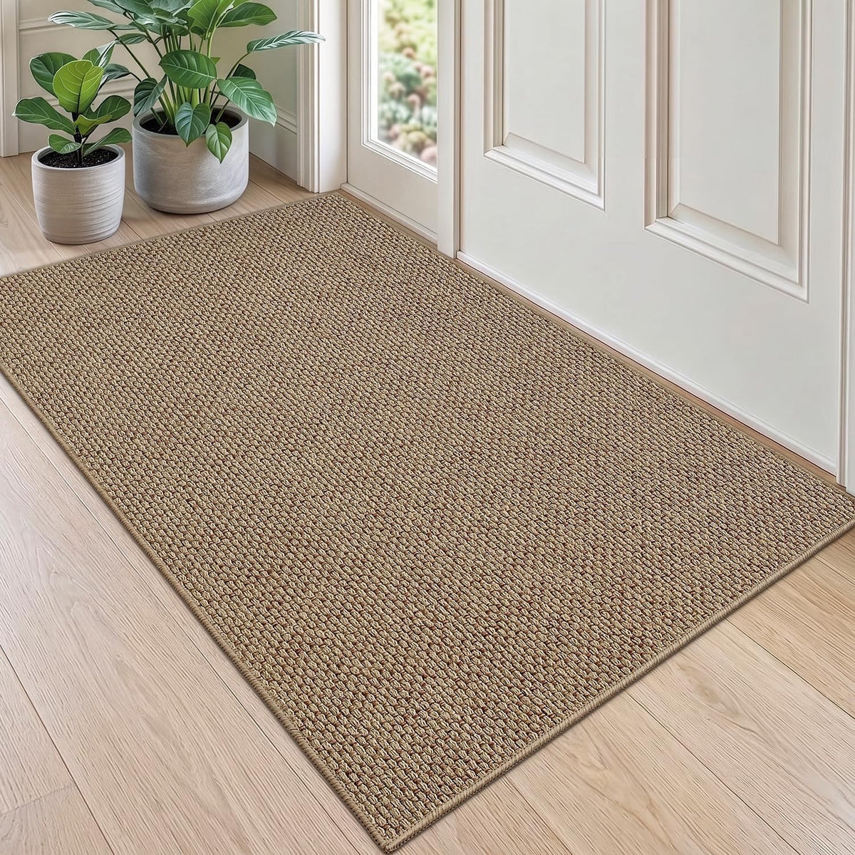 Door Mat Indoor Doormat Dirt Trapper Non Slip Rubber Backing 90x140cm Taupe Rug