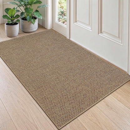 Door Mat Indoor Doormat Dirt Trapper Non Slip Rubber Backing 90x140cm Taupe Rug