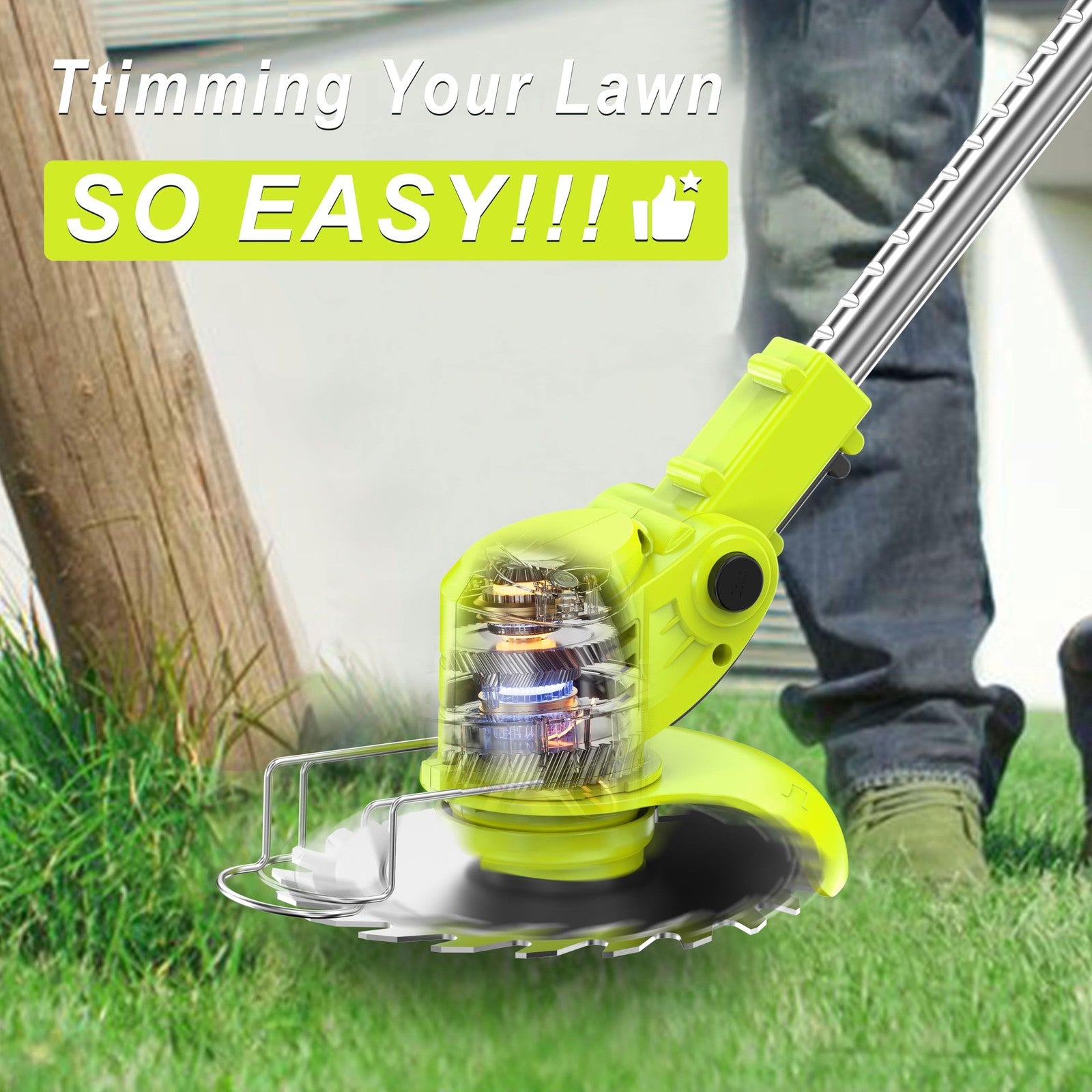 21V Cordless Strimmer Grass Trimmer Metal Blade Lawn Edger 15cm Cut Tool
