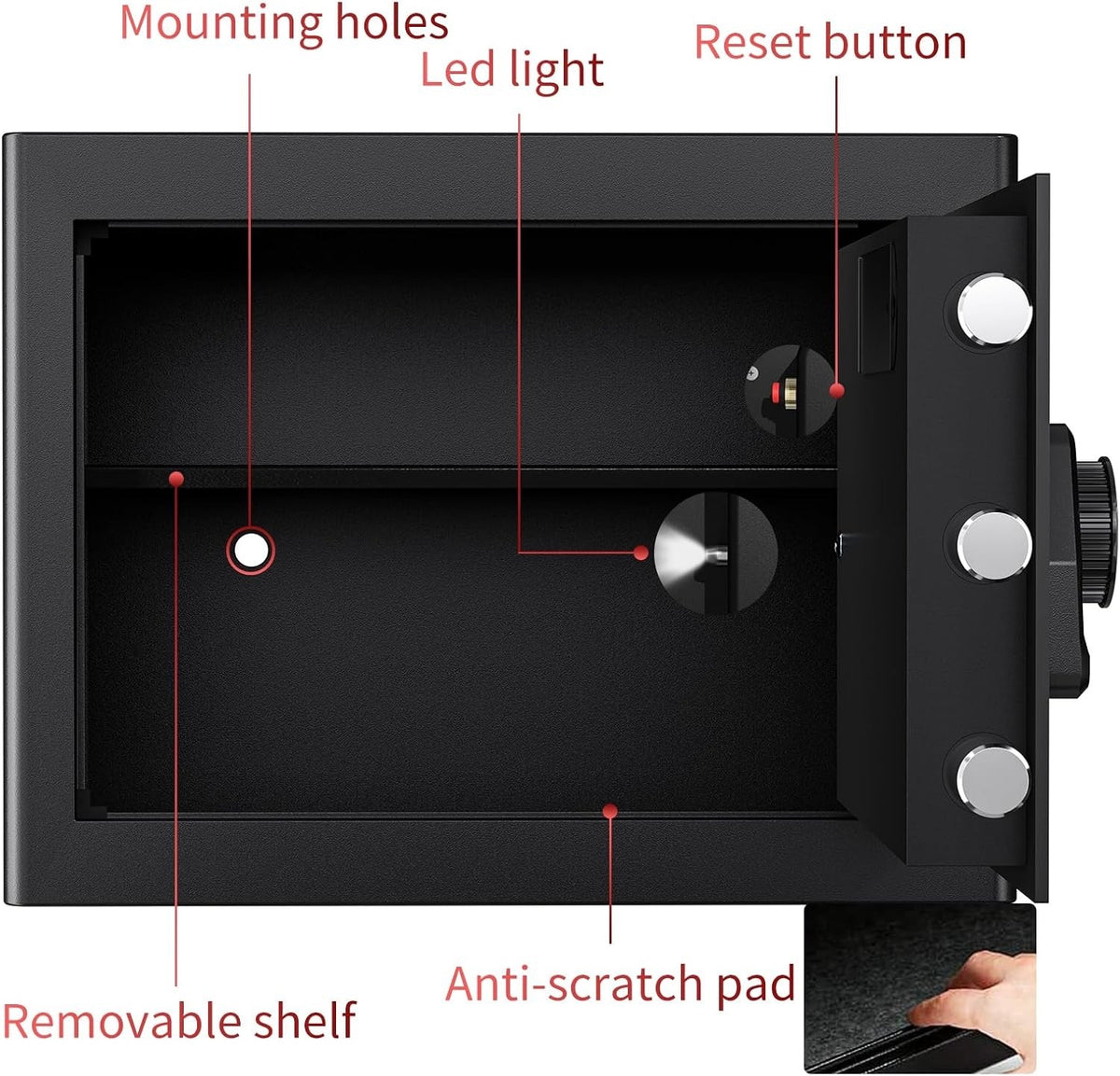 Digital Electronic Security Safe Box 20L Steel Keypad Lock Alarm Office Black