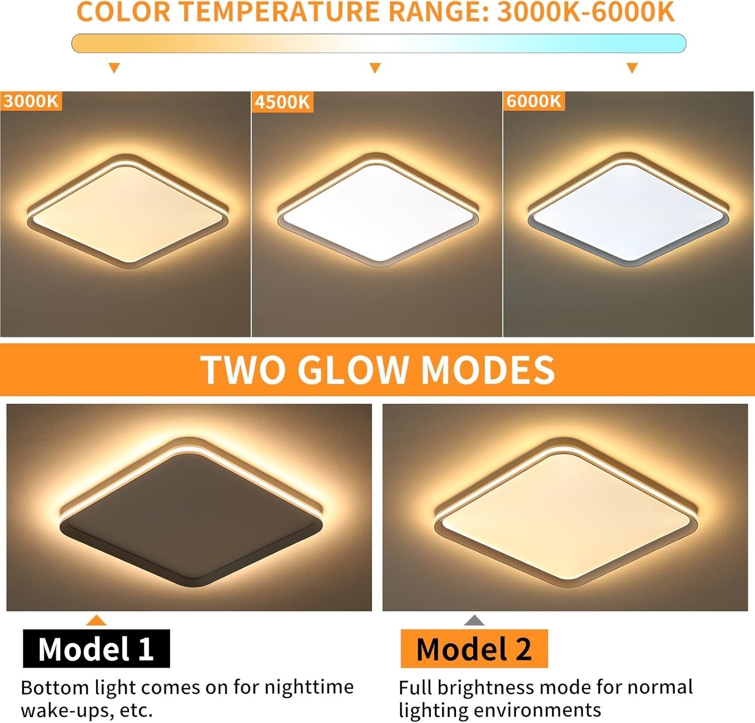 LED Ceiling Light Aluminium Dimmable 3 Colour Temperature Kitchen Bathroom