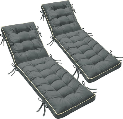 Sunbed Cushion 2 Pack 183x54cm Grey Foldable Quick Dry Lounger Pad Garden Patio