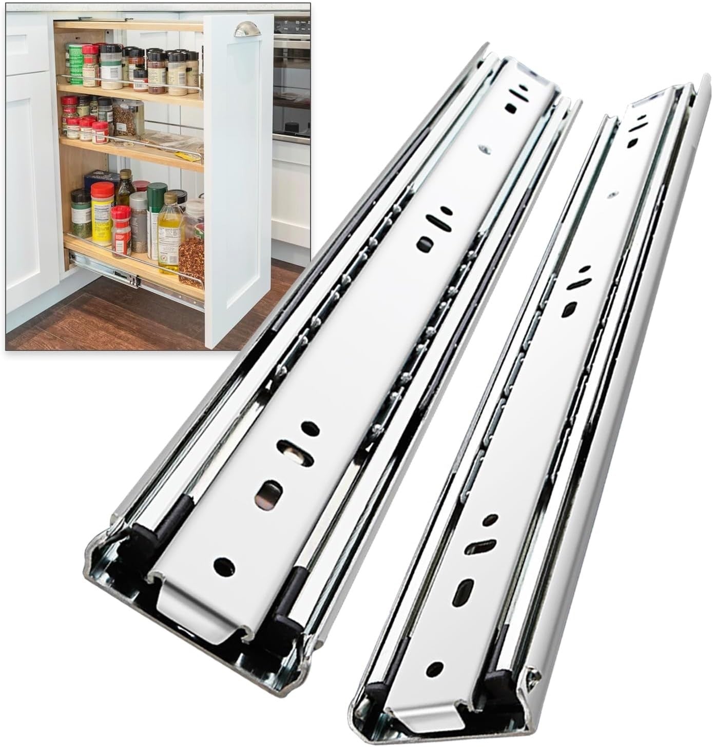 600mm Heavy Duty Locking Drawer Slides Full Extension Ball Bearing Runners Pair