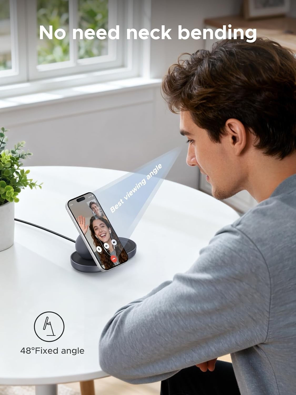 Qi2 Magnetic Wireless Charger Stand 15W 2-in-1 iPhone AirPods USB-C Grey Dock