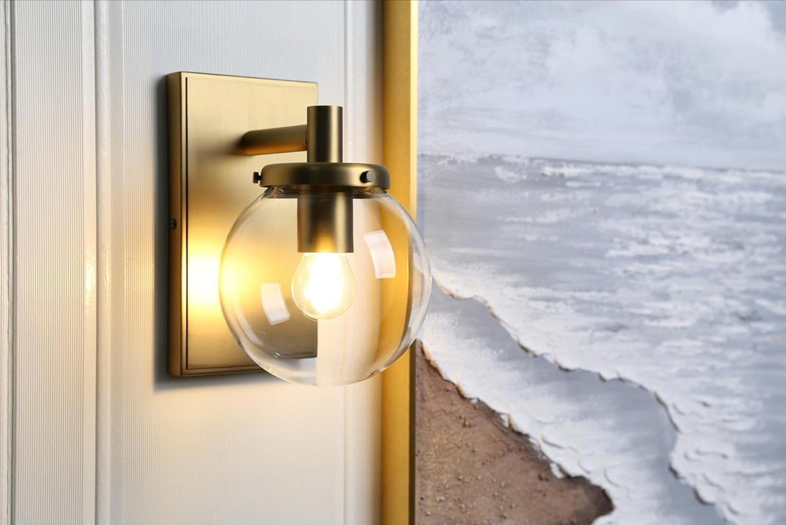 Yosoan Industrial Glass Wall Sconce Lighting Globe Up/Down Wall Light Gold