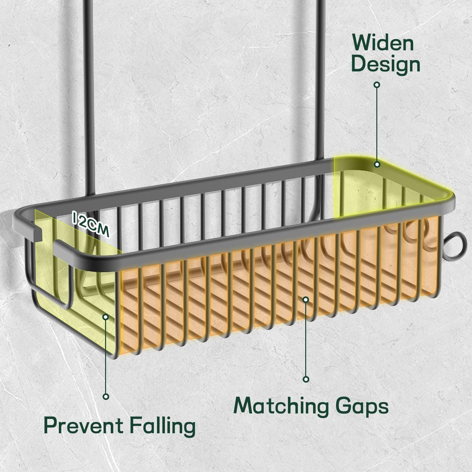 GOOPOOL Shower Caddy Hanging Organiser Storage Shelf Grey