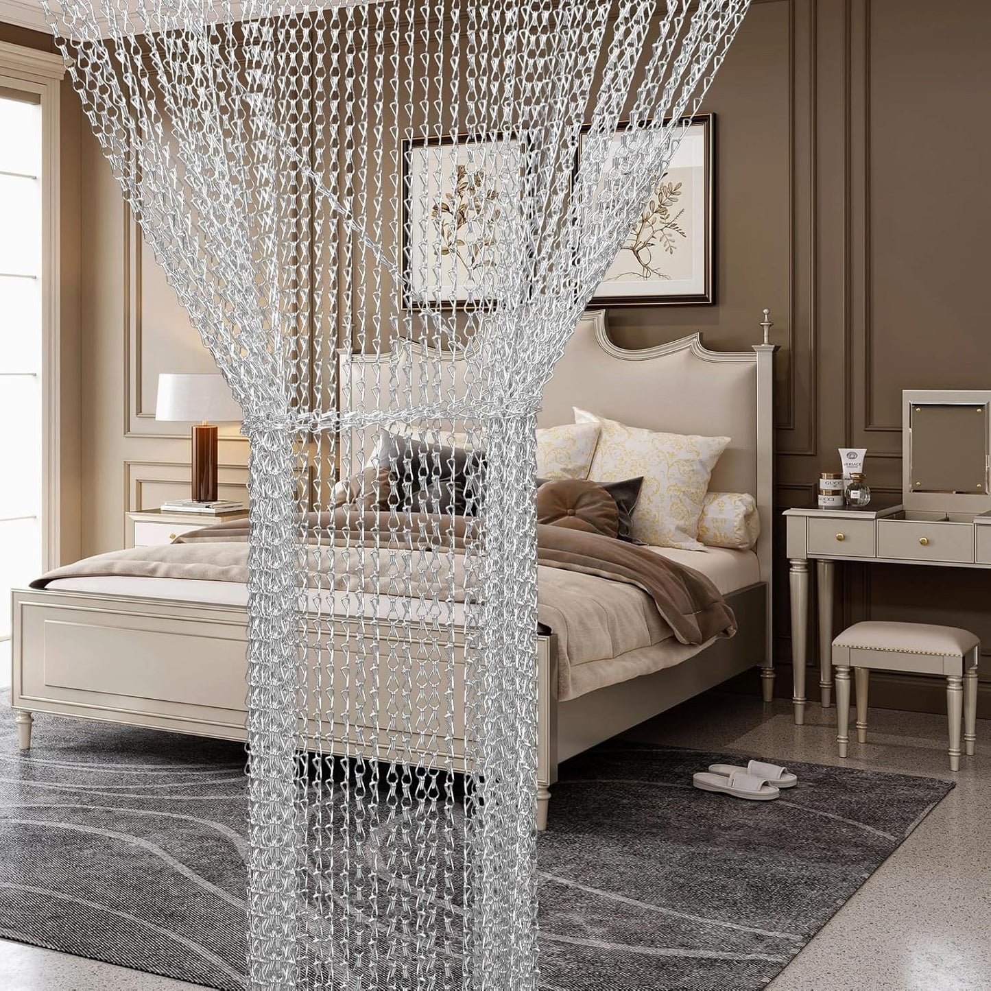 Fly Screen Chain Curtain Aluminium Door Insect Blind Black 80x200cm VeYocilk