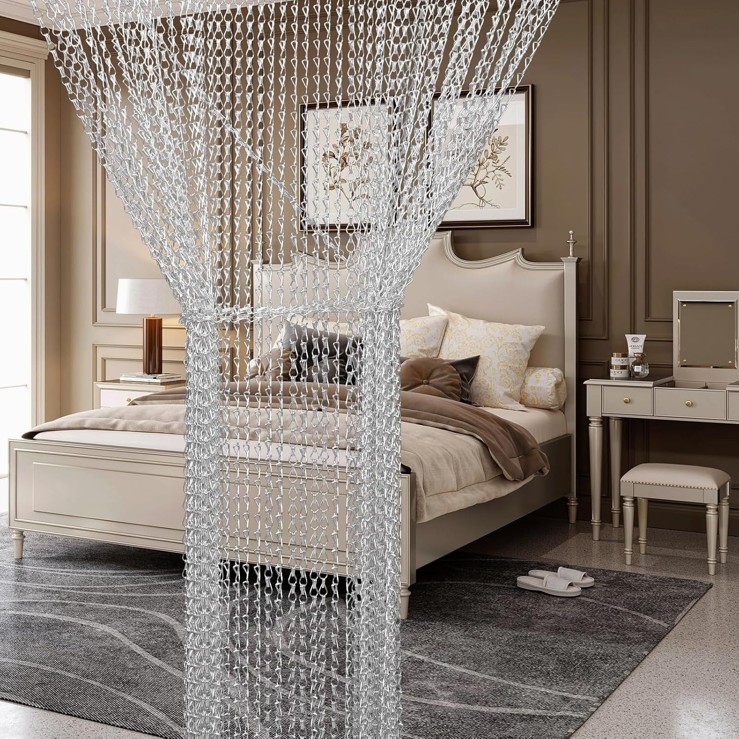 Fly Screen Chain Curtain Aluminium Door Insect Blind Black 80x200cm VeYocilk