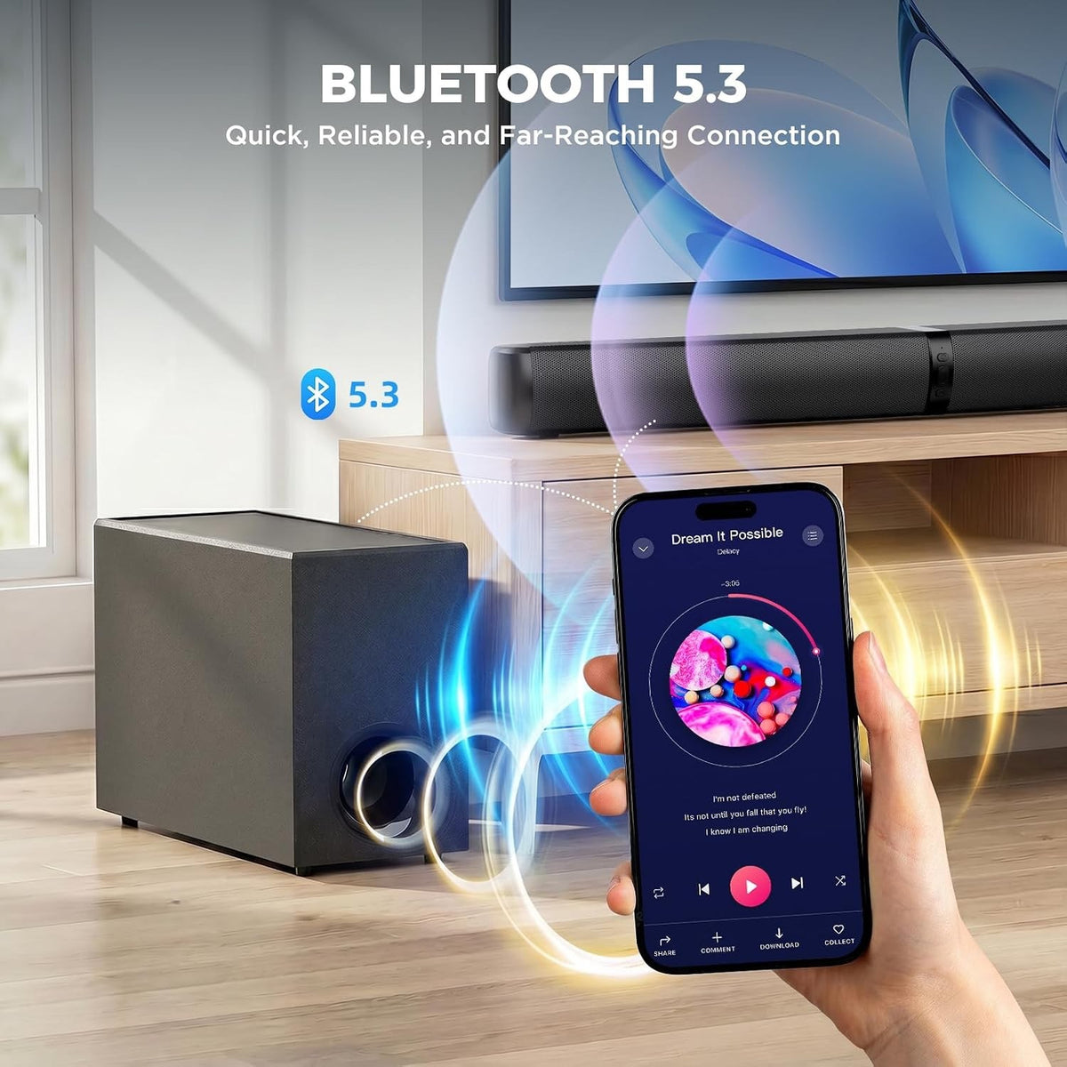 TV Soundbar Subwoofer Speaker 110W Bluetooth 5.3 Surround Sound Bass ARC Optical