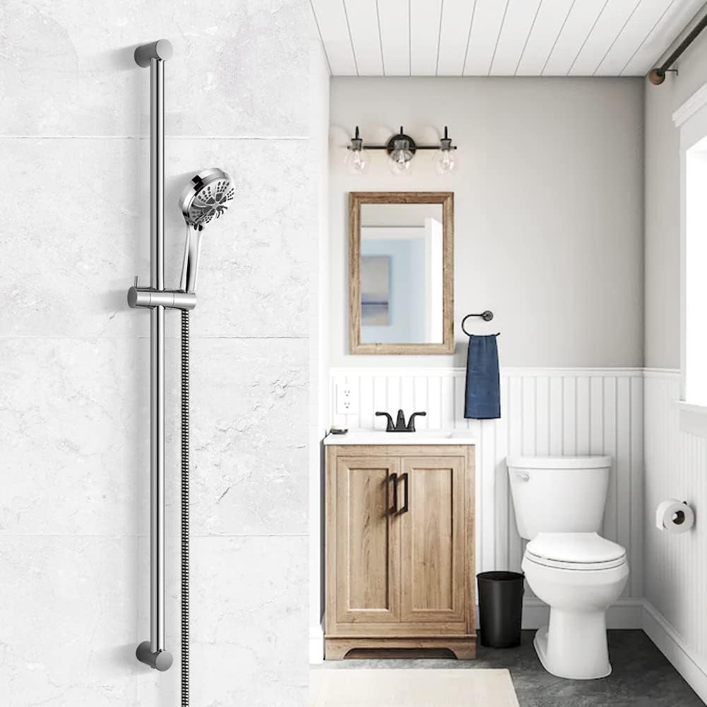 Shower Riser Rail 100cm Adjustable 60-98cm Wall Mount Holder Chrome Bathroom