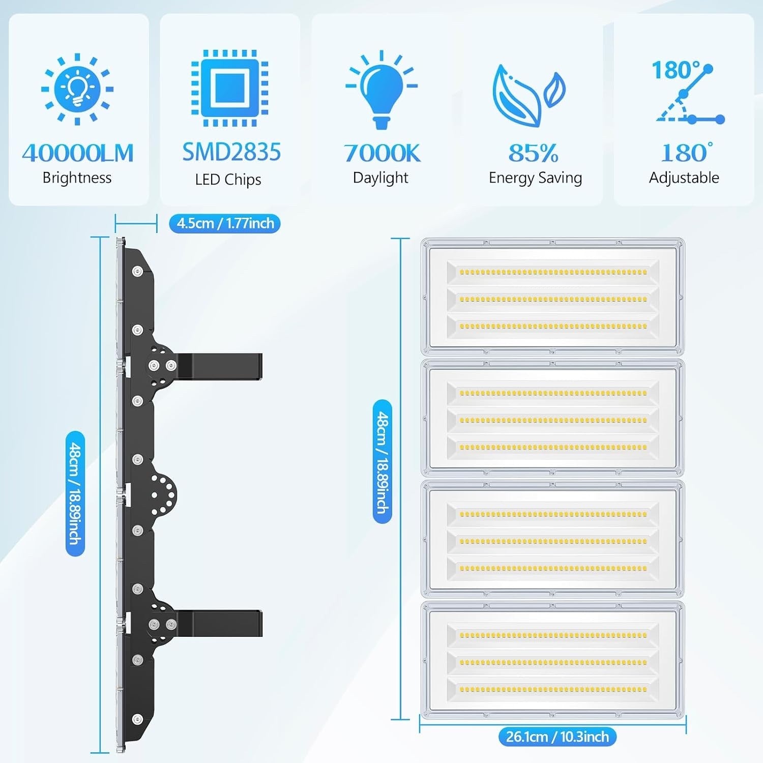 LED Flood Lights Outdoor 400W 40000LM IP67 Waterproof 6500K Security 2 Pack