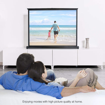 Portable Projector Screen 50 Inch 16:9 Retractable Tabletop Stand Home Cinema