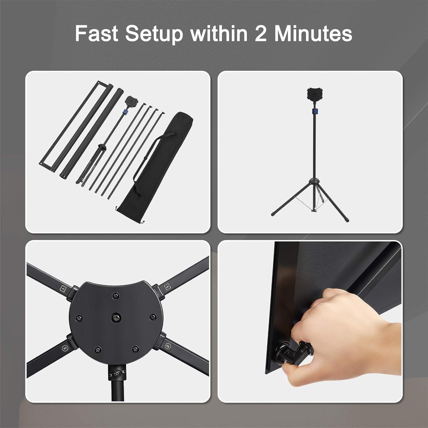 100 Inch 16:9 Outdoor Projector Screen Stand Tripod Portable 1.2 Gain Easy Setup
