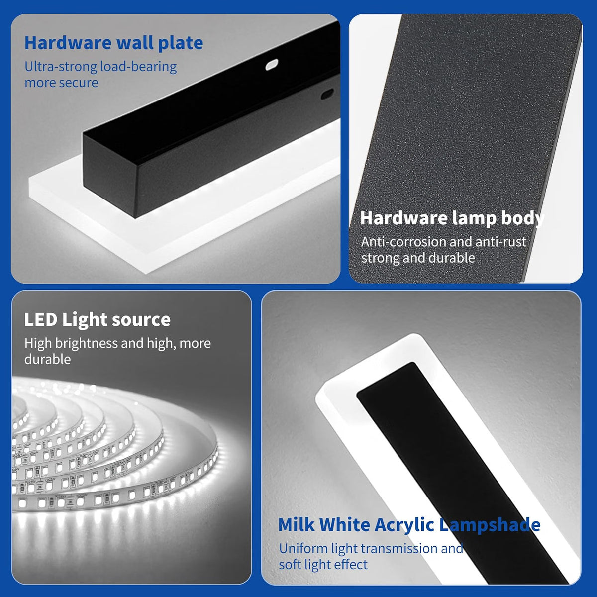 Outdoor Wall Light LED Vertical 100cm 32W 6500K Cool White IP65 Waterproof Black