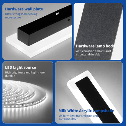 Outdoor Wall Light LED Vertical 100cm 32W 6500K Cool White IP65 Waterproof Black