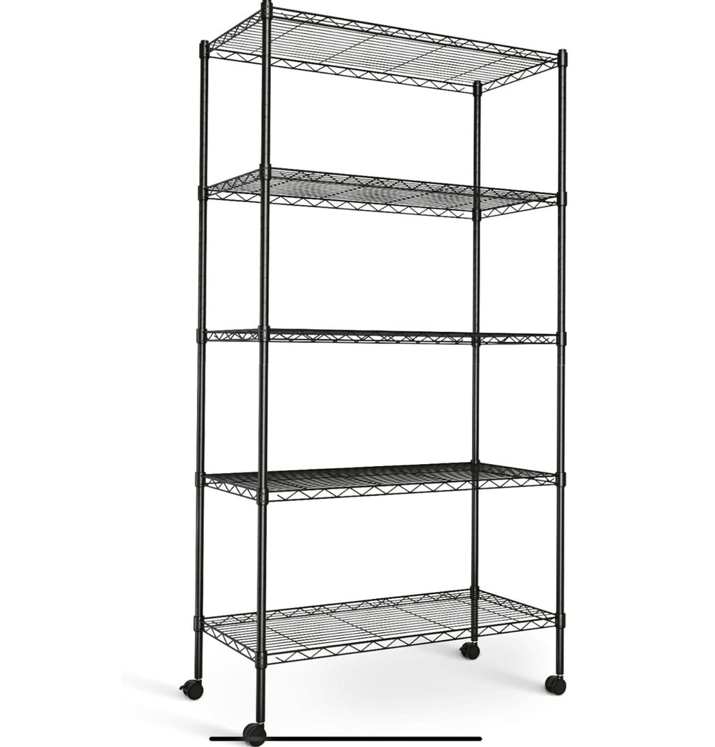 Simple Deluxe 5-Shelf Heavy Duty Storage Shelving Unit, With Height Adjustable S
