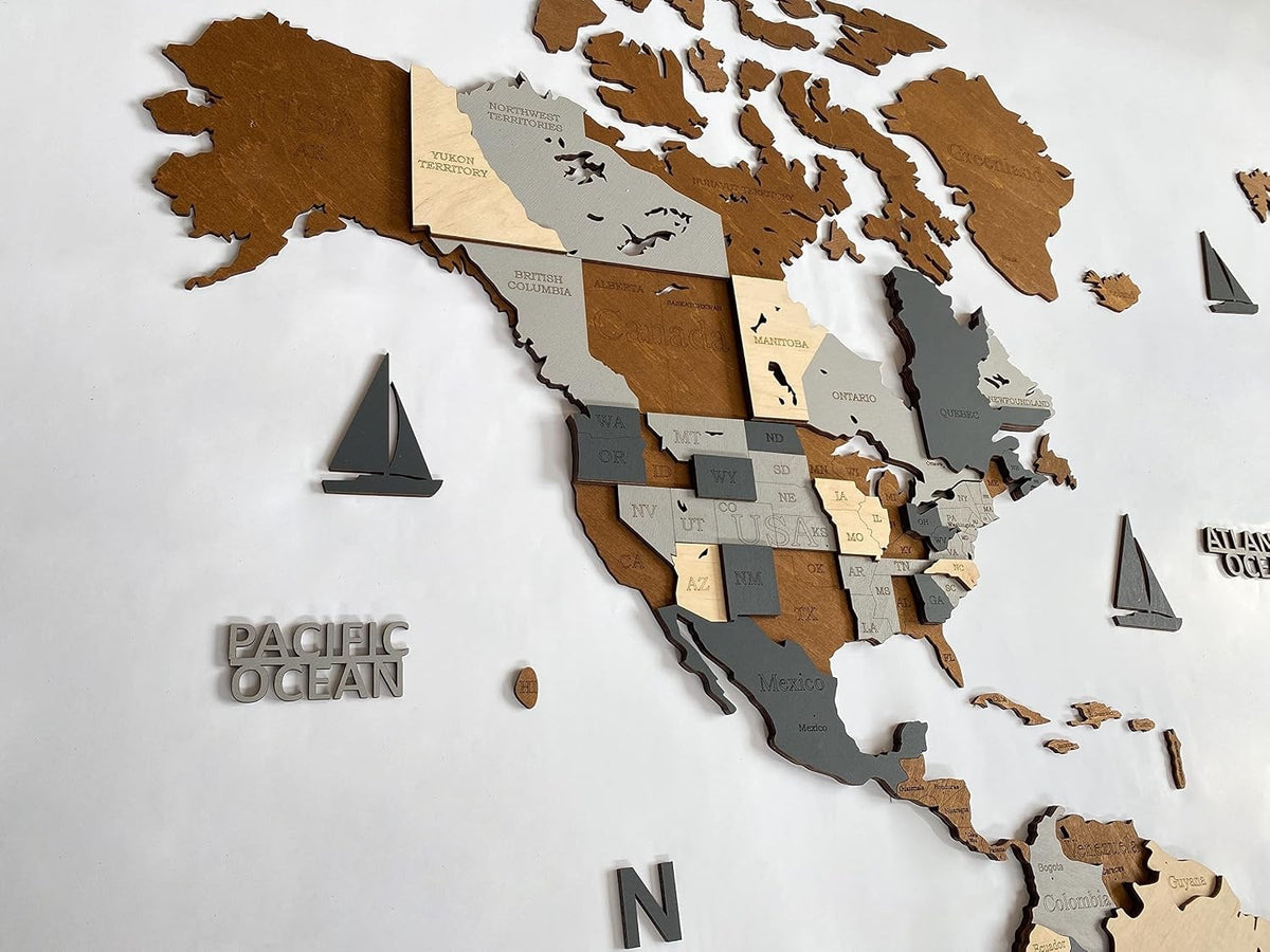 Wooden World Map Wall Art 3D Large 160x85cm Multicolour Travel Decor Birch