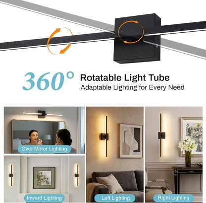 Rechargeable Wall Light Sconce Wireless 60cm Black 10000mAh Remote 360° Dimmable