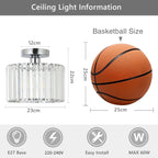 Crystal Ceiling Light Flush Mount Chrome Chandelier Glass Shade