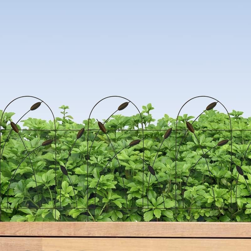 10 Panel Metal Garden Fence 82x50cm No Dig Rustproof Wrought Iron Border