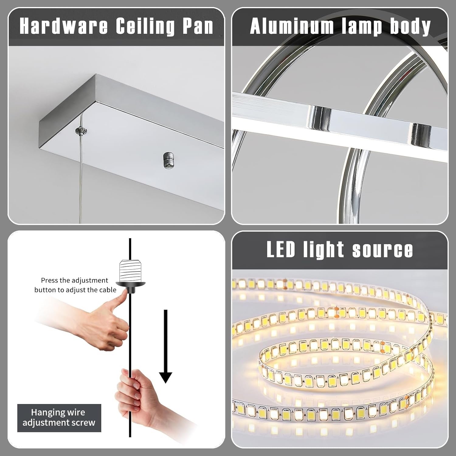 120cm Chrome Spiral LED Pendant Light Dimmable Remote Ceiling Kitchen Island