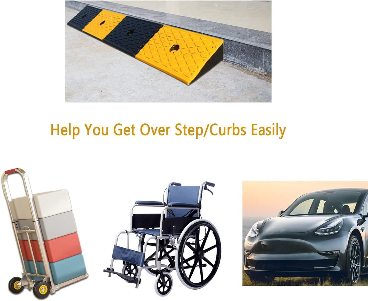 Kerb Ramp Rubber Threshold Wheelchair 100x15x5cm 5cm Rise Non Slip Fixing Bolts