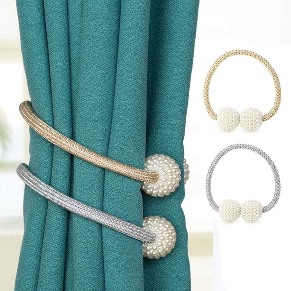 BuxiuGK 4 Pieces Magnetic Curtain Tieback18" Curtain Buckles Beige