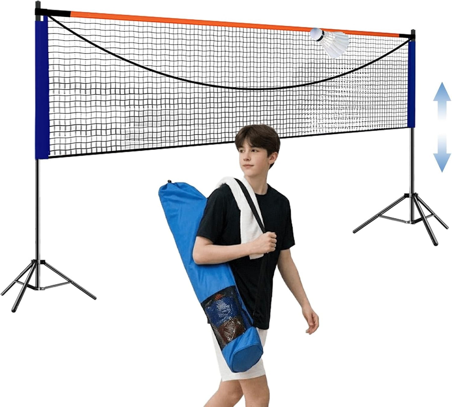 Badminton Net Portable Stand 4.1M Adjustable Height Tennis Volleyball Set Game