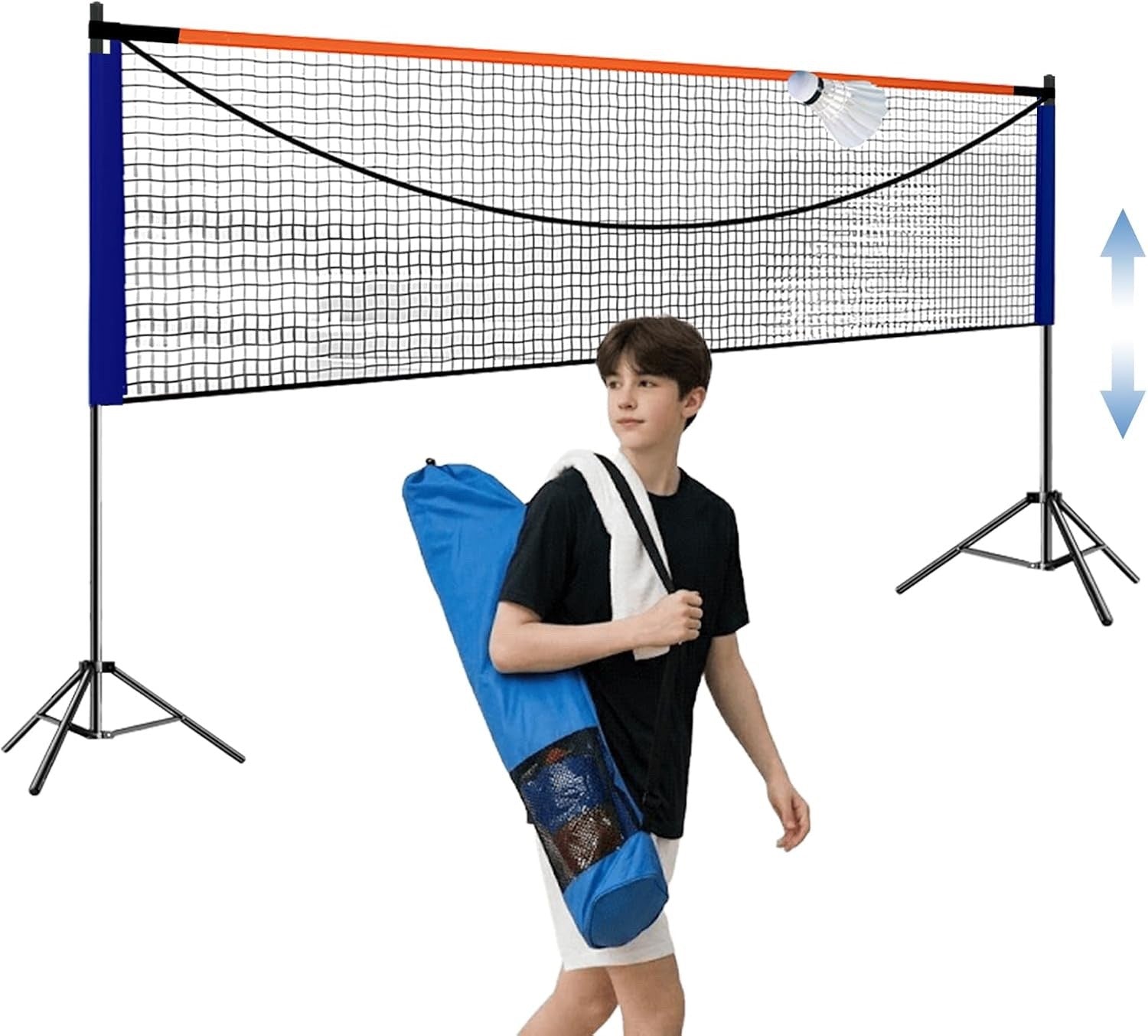 Badminton Net Portable Stand 4.1M Adjustable Height Tennis Volleyball Set Game