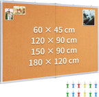 Large Cork Notice Board 180x120cm Aluminium Frame Wall Pinboard w/ Pushpins