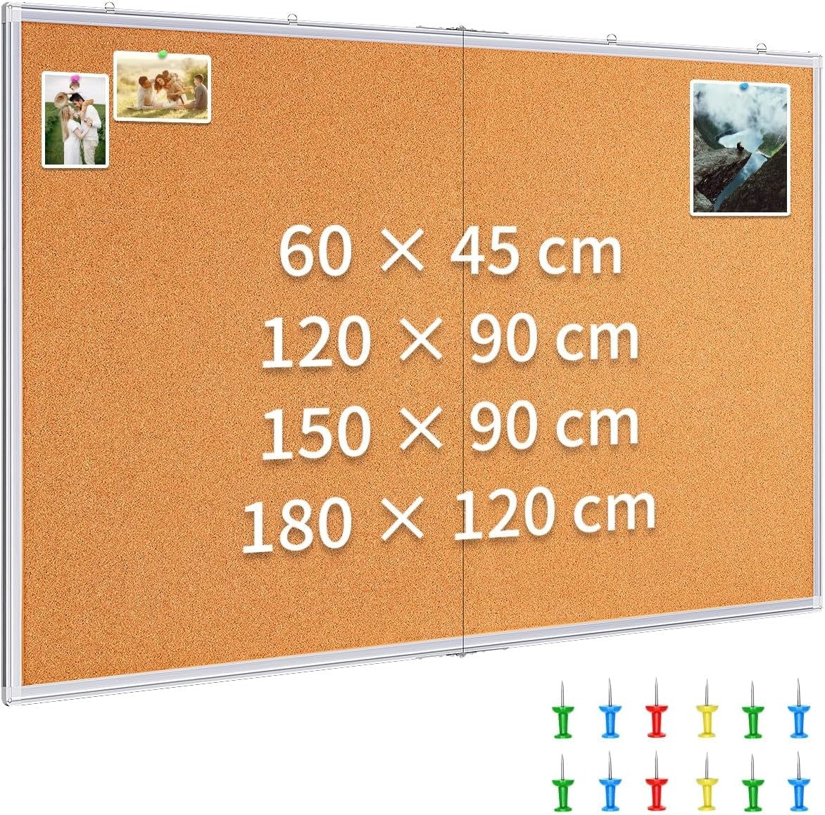 Large Cork Notice Board 180x120cm Aluminium Frame Wall Pinboard w/ Pushpins