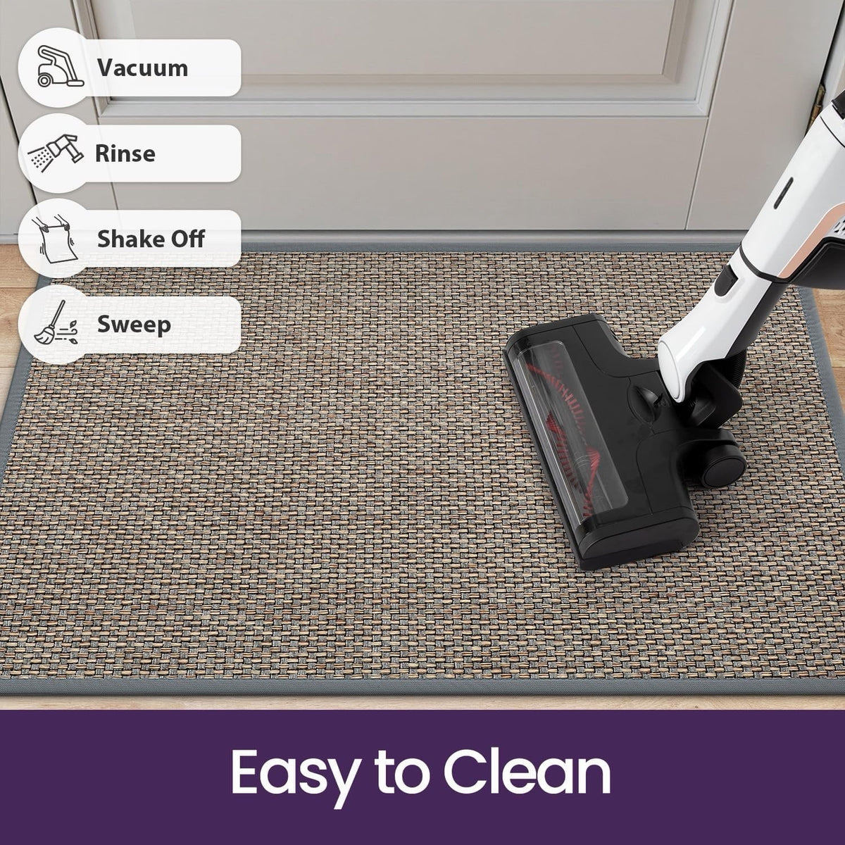 Door Mat Indoor Entrance Rug 80x120cm Grey Dirt Trapper Non Slip Rubber Backed