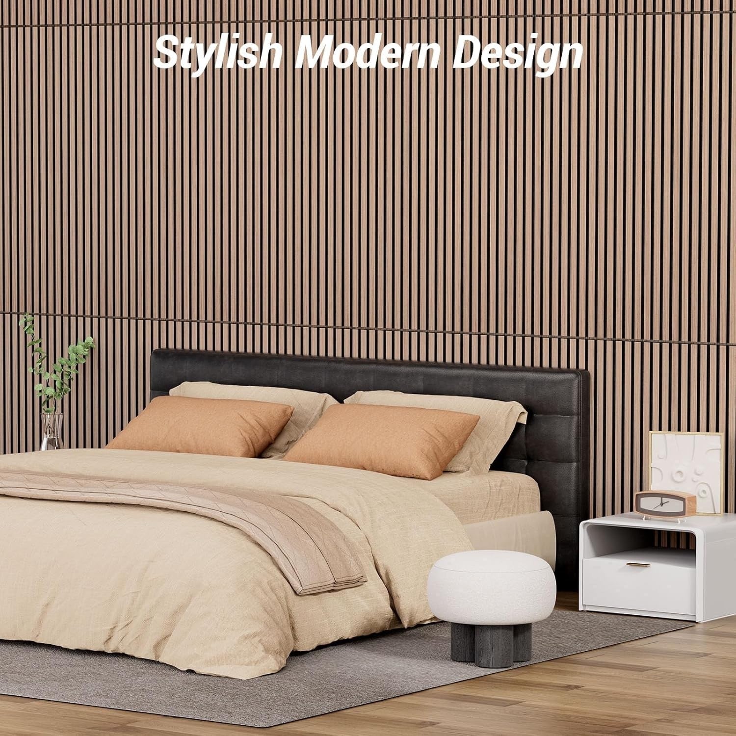 4 Pack Wood Slat Acoustic Wall Panels 48x24in Sound Absorbing Dark Walnut