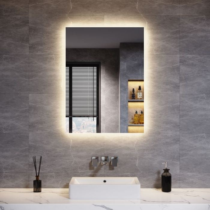 ELEGANT LED Bathroom Mirror 800x600mm Backlit Shaver Socket Demister