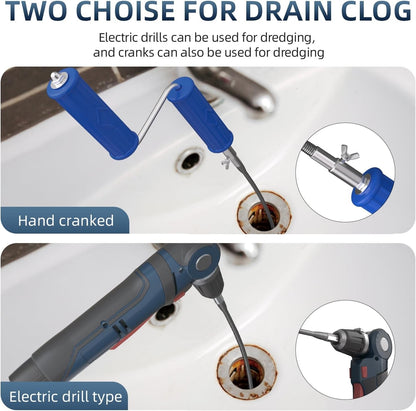 Drain Unblocker Tools, Plumbing Snake with Electric Adapters-Manual Drain Auger