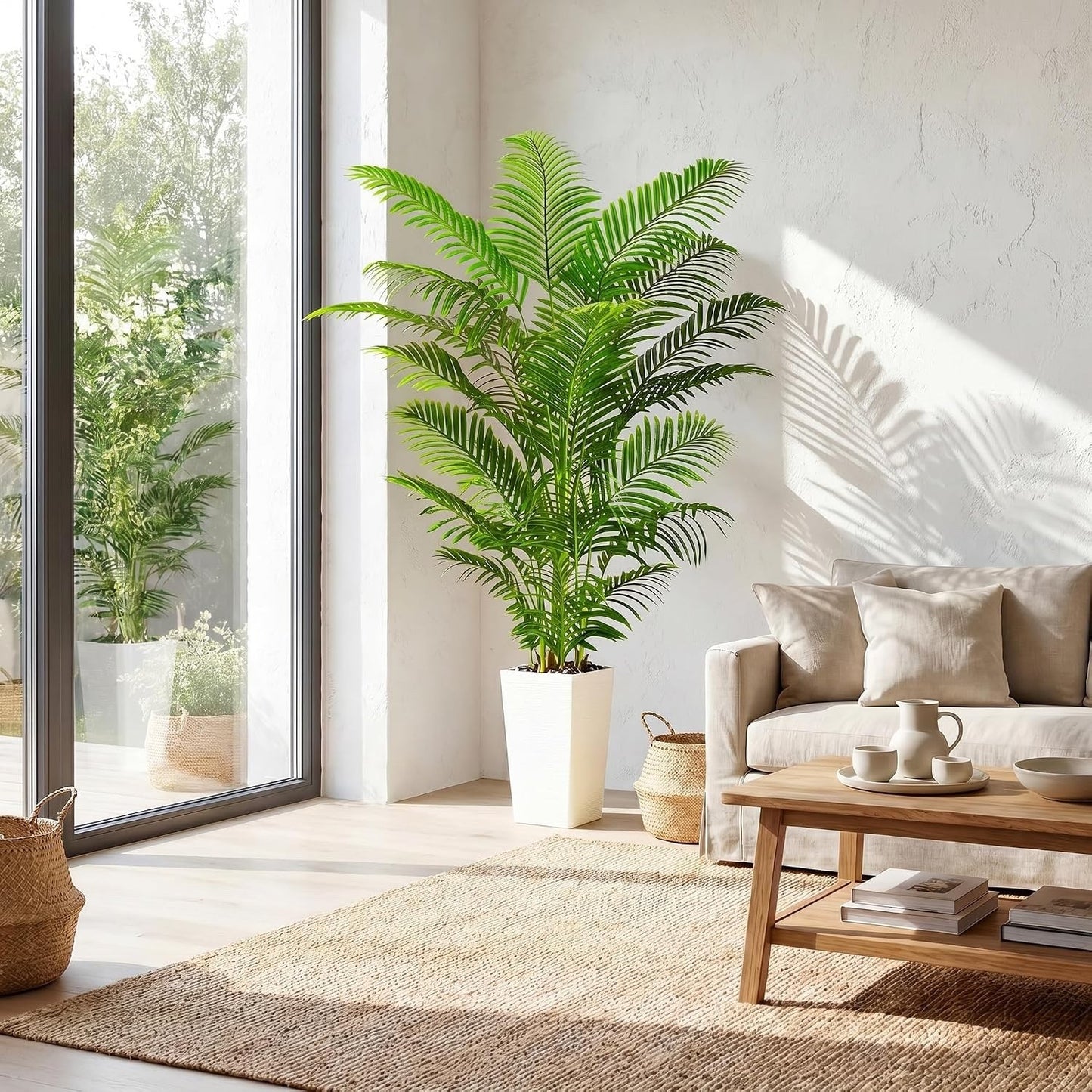 Artificial Palm Tree 180cm Tall Areca Fake Plant White Pot Indoor Home Decor
