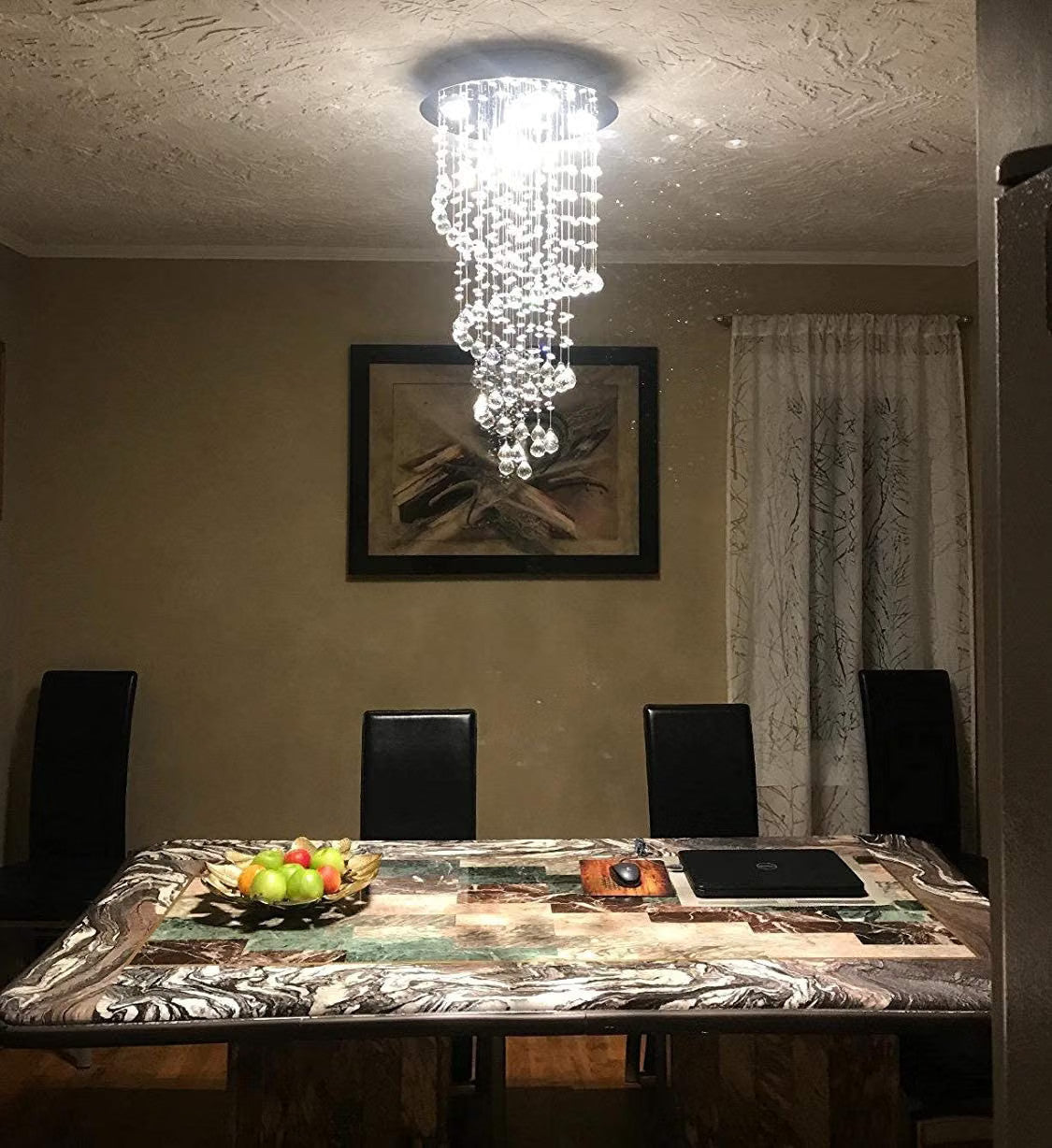 Crystal Chandelier Ceiling Light K9 Raindrop Spiral Chrome 40x80cm 5x GU10 Bulbs