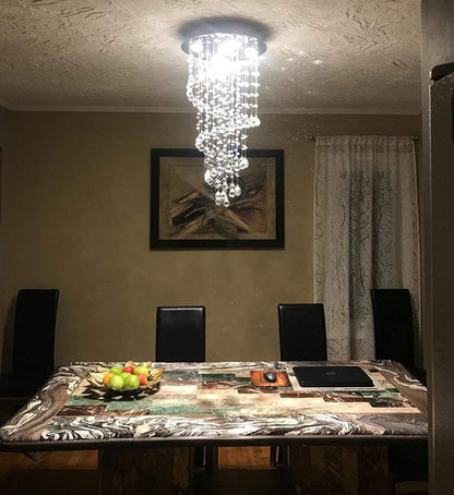 Crystal Chandelier Ceiling Light K9 Raindrop Spiral Chrome 40x80cm 5x GU10 Bulbs