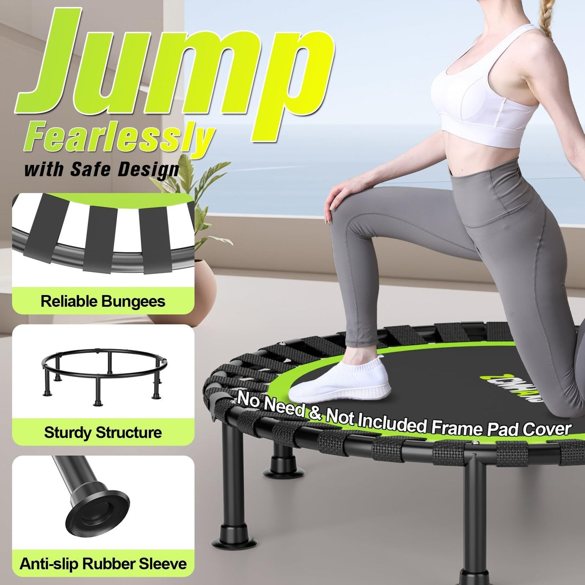 Foldable Mini Trampoline 40/48 Inch Rebounder Adults Kids Fitness Exercise Gym