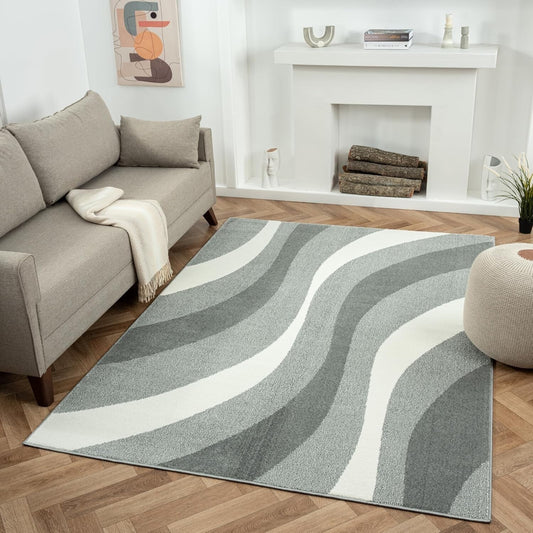 Rugs and More Swirl Large Area Rug Short Pile Vibrant Patterned Carpet 200x290cm