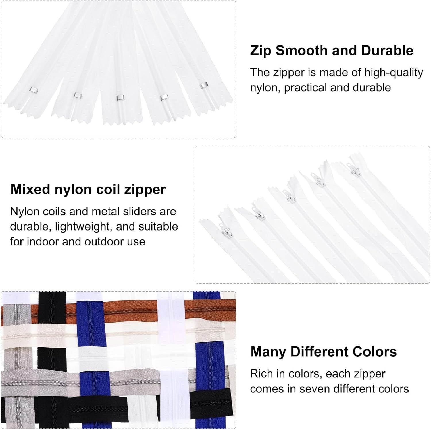 sourcing map 30Pcs 14 Inch #3 Nylon Coil Zippers for Sewing White