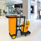 Large Janitorial Cleaning Cart Trolley Housekeeping Utility w/ Swivel Wheels