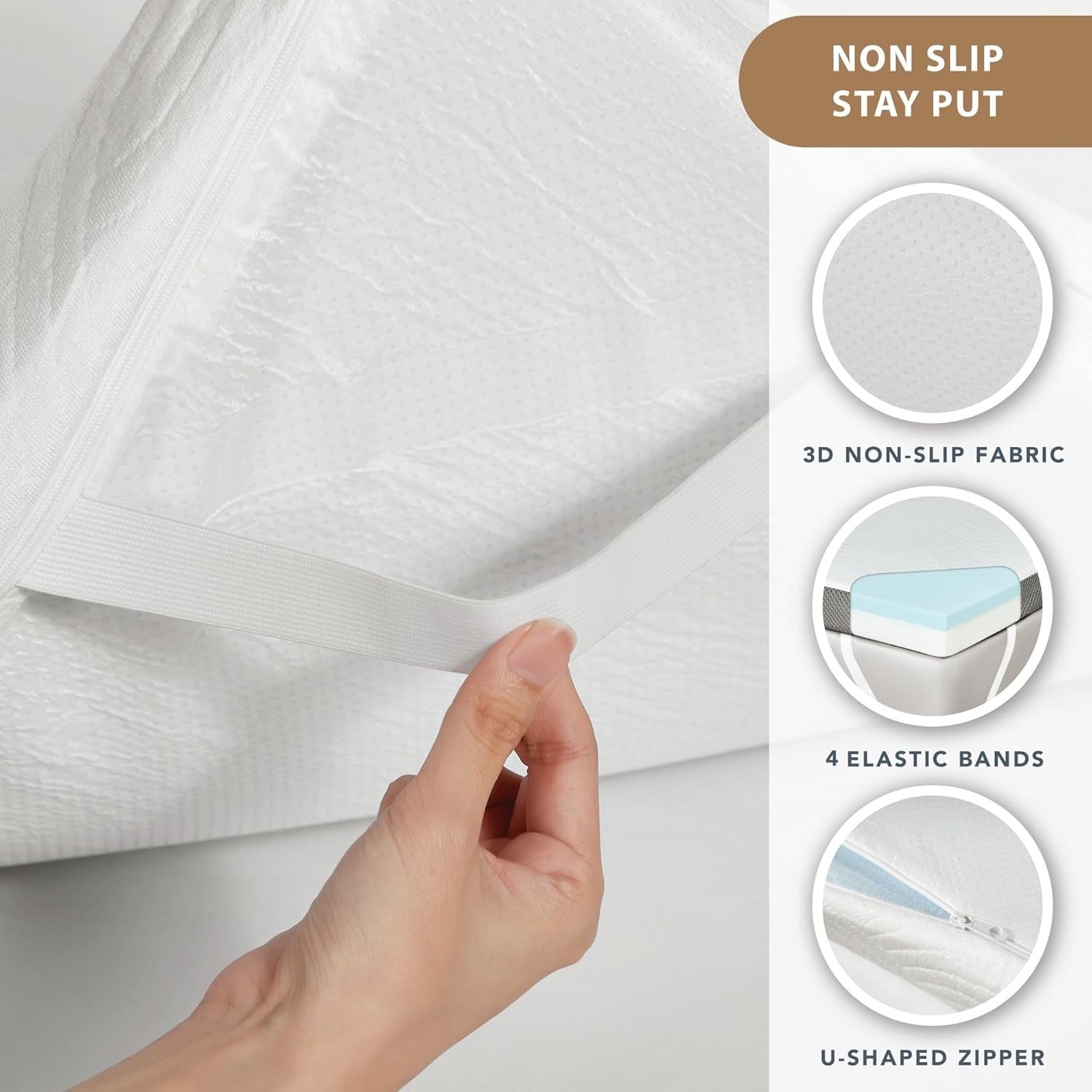 Memory Foam Mattress Topper Super King 5cm Anti Slip Washable Cover 180x200cm