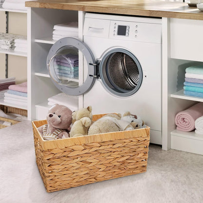 Wicker Basket Storage Large Water Hyacinth Woven Toy Bathroom Nursery Hamper
