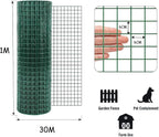 1M x 30M Green PVC Coated Wire Mesh Fence Roll 6x6cm Poultry Chicken Garden Net
