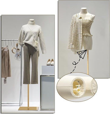 Adjustable Mannequin Torso Dress Form Rectangular Base Clothing Display Stand