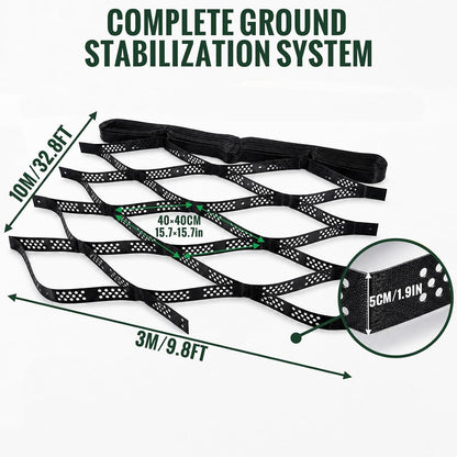 Ground Reinforcement Grid Mat 10x3m 5cm HDPE Gravel Driveway Paving Lawn Black