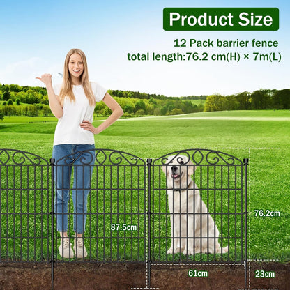 Garden Fence Panels Metal No Dig 76cm High 7.2m Long 12 Pack Animal Barrier